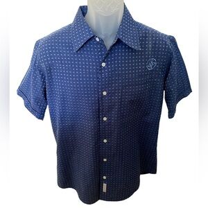 LOCAL MOTION blue hawaii surf collared short sleeve shirt men